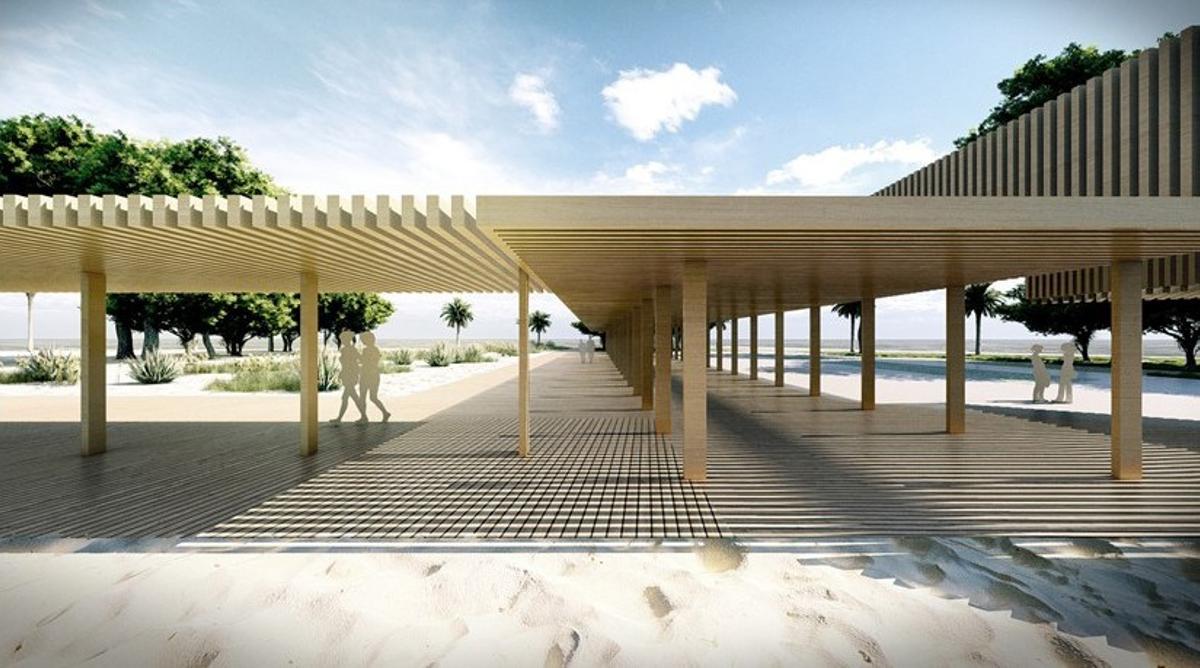 La pérgola será el elemento más imponente de la fase inicial de las obras del parque del Arenal.