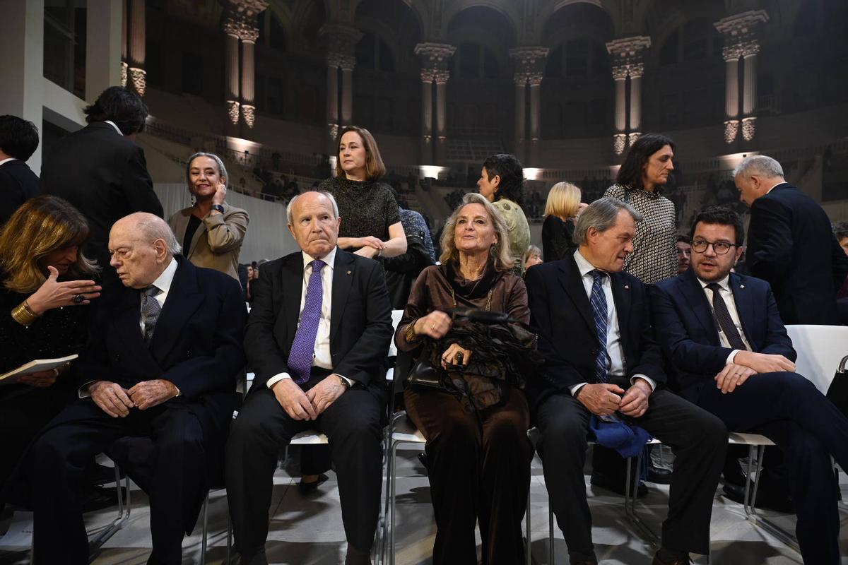 Los expresidentes de la Generalitat, Jordi Pujol, Jose Montilla, Artur Mas y Pere Aragonés