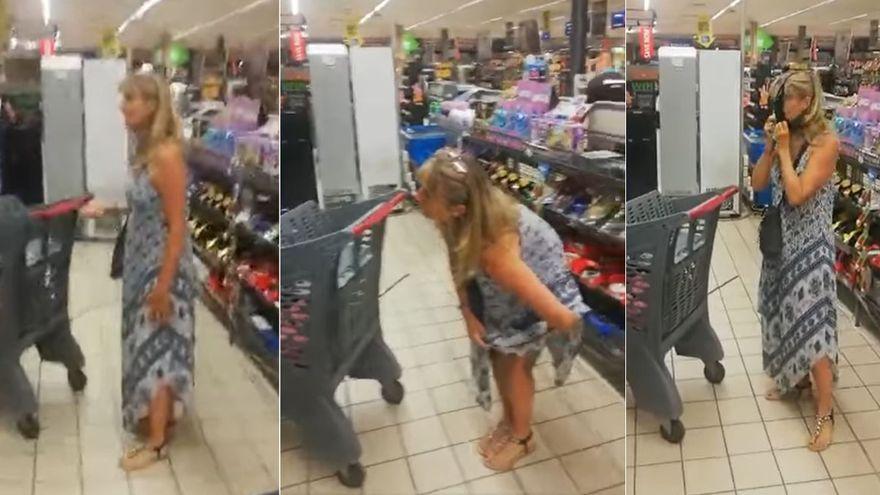 Una mujer se vuelve viral tras utilizar un tanga como mascarilla en un supermercado