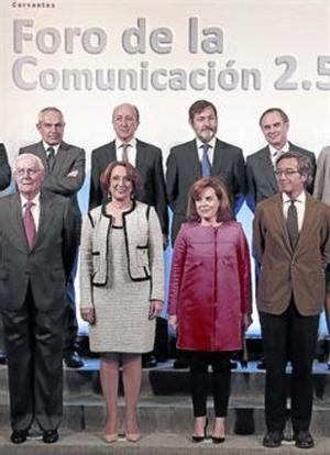 Sáenz de Santamaría, al Fòrum de la Comunicació, ahir a Madrid.