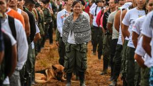 Miembros de las FARC, en el campamento de los Llanos del Yarí, el 17 de septiembre.