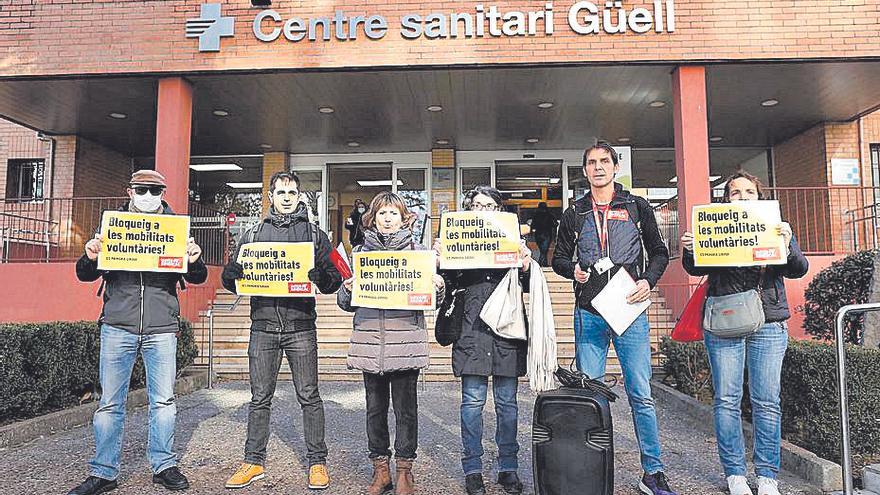 Protesta de treballadors de la Intersindical, ahir.