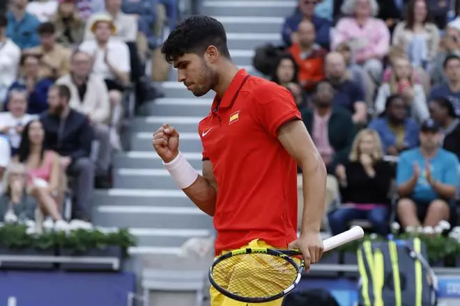 Tenis en los Juegos Olímpicos: Carlos Alcaraz - Hady Habib, en imágenes