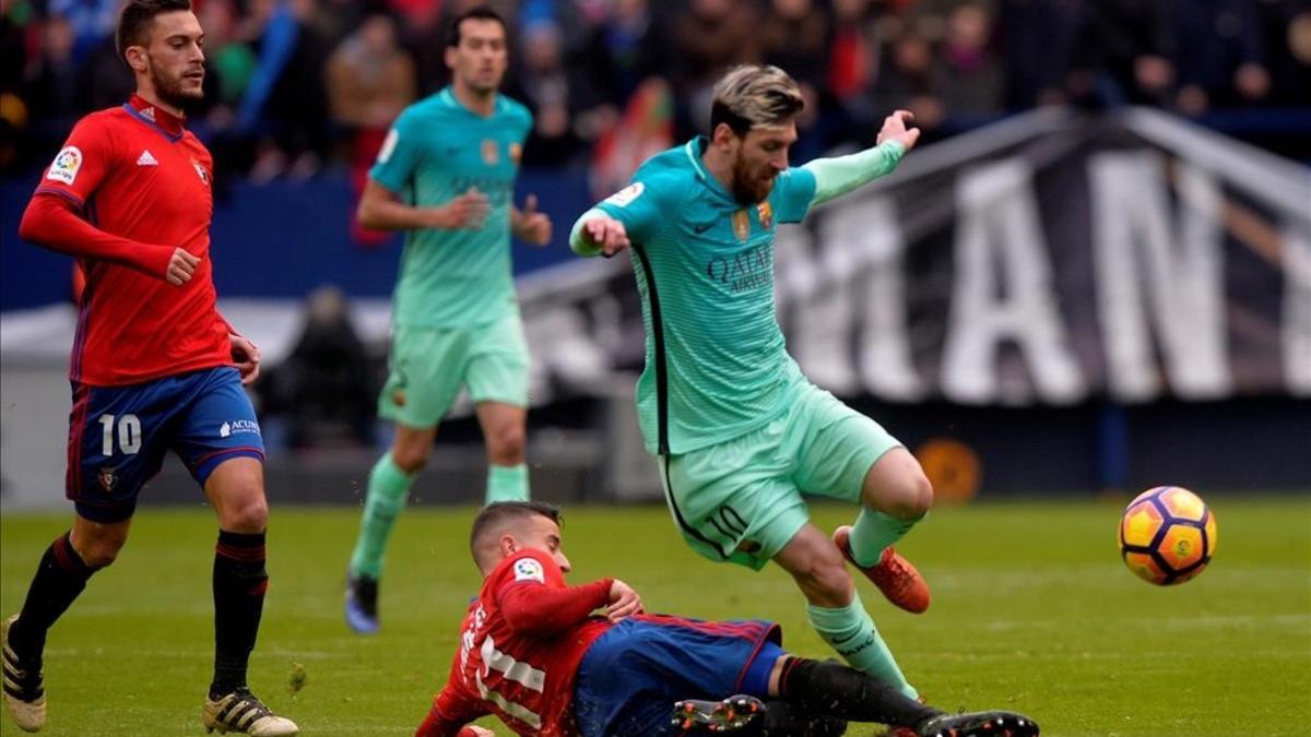 Messi, en una acción durante el partido.