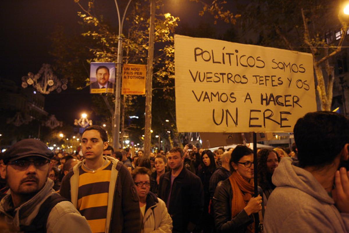 Imatge de la vaga general al passeig de Gràcia.