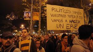 Imagen de la huelga general en el paseo de Gràcia.