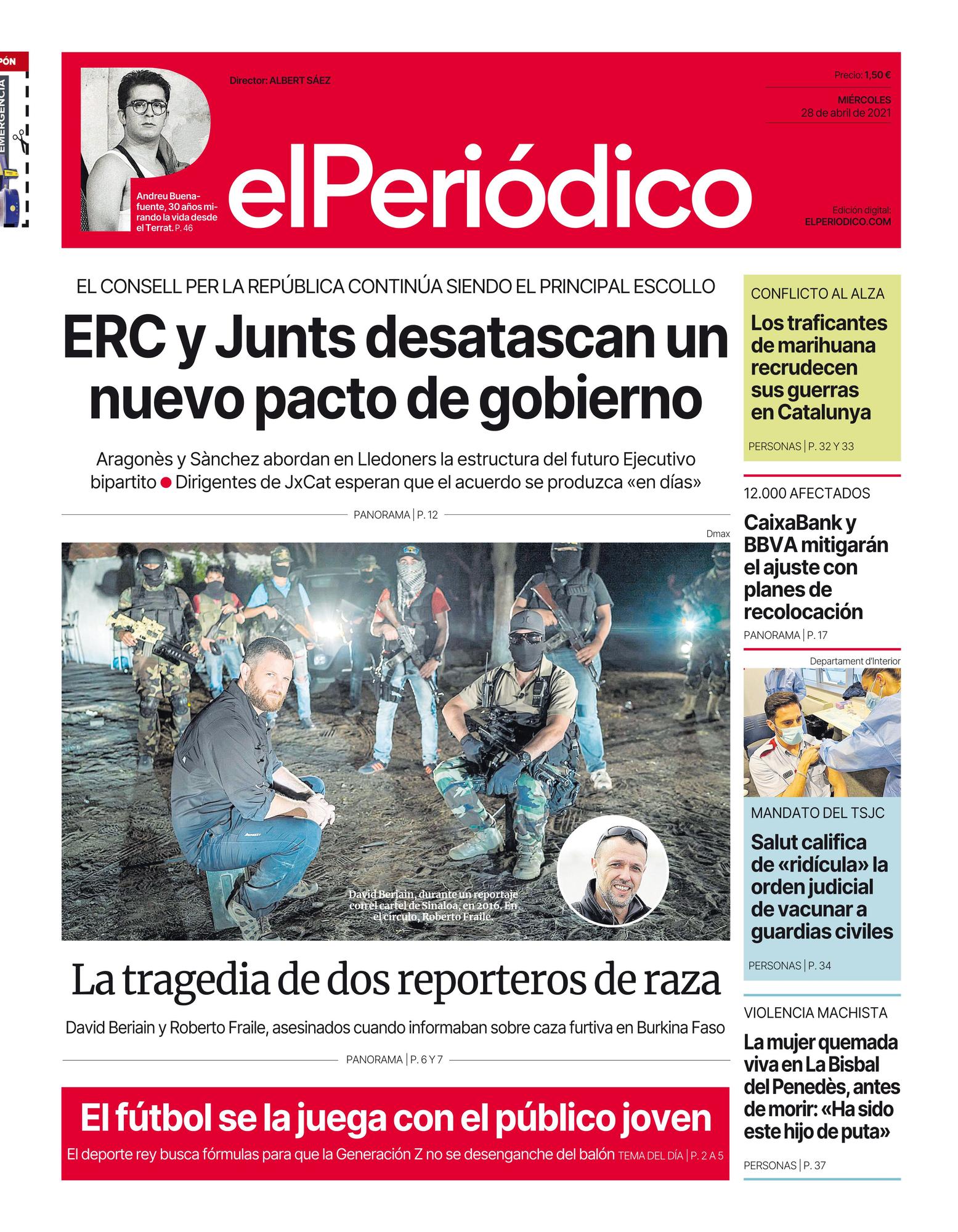 La portada de EL PERIÓDICO del 28 de abril de 2021