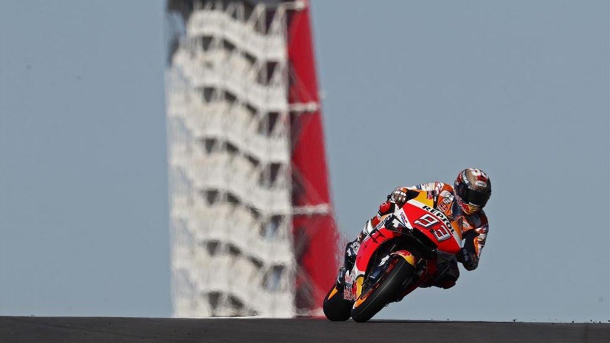 Marc Márquez durante el warm-up de 2019 en Austin