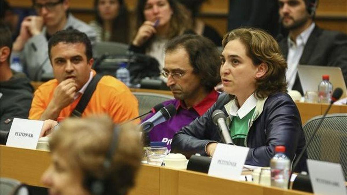 Ada Colau, en el Parlamento Europeo, este miércoles.