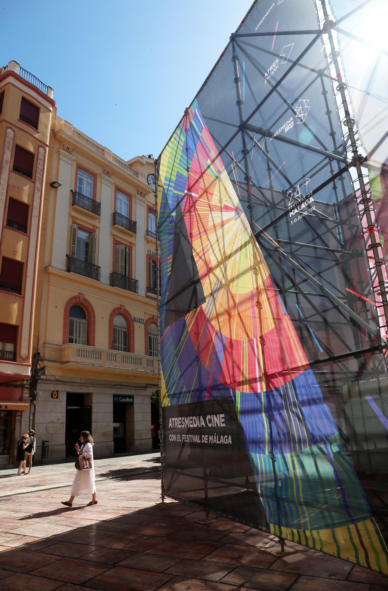 Preparativos de la inauguración del Festival de Cine de Málaga 2021