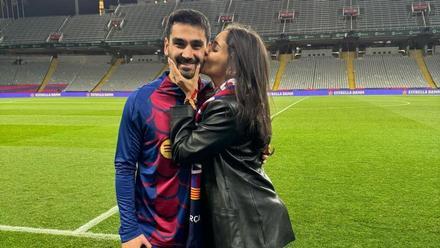 Gündogan con su mujer Sara en Montjuïc