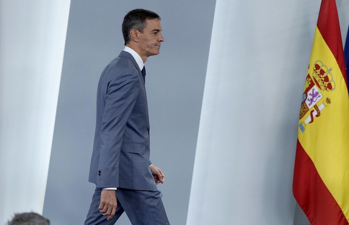 Madrid. 06.10.2026. Pedro Sánchez, durante la rueda de prensa que ha ofrecido en Moncloa, después del Consejo de Ministros