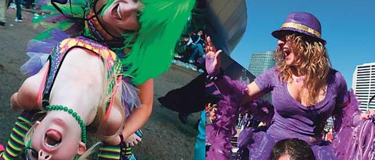 Celebración del Mardi Gras en las calles de Nueva Orleans.