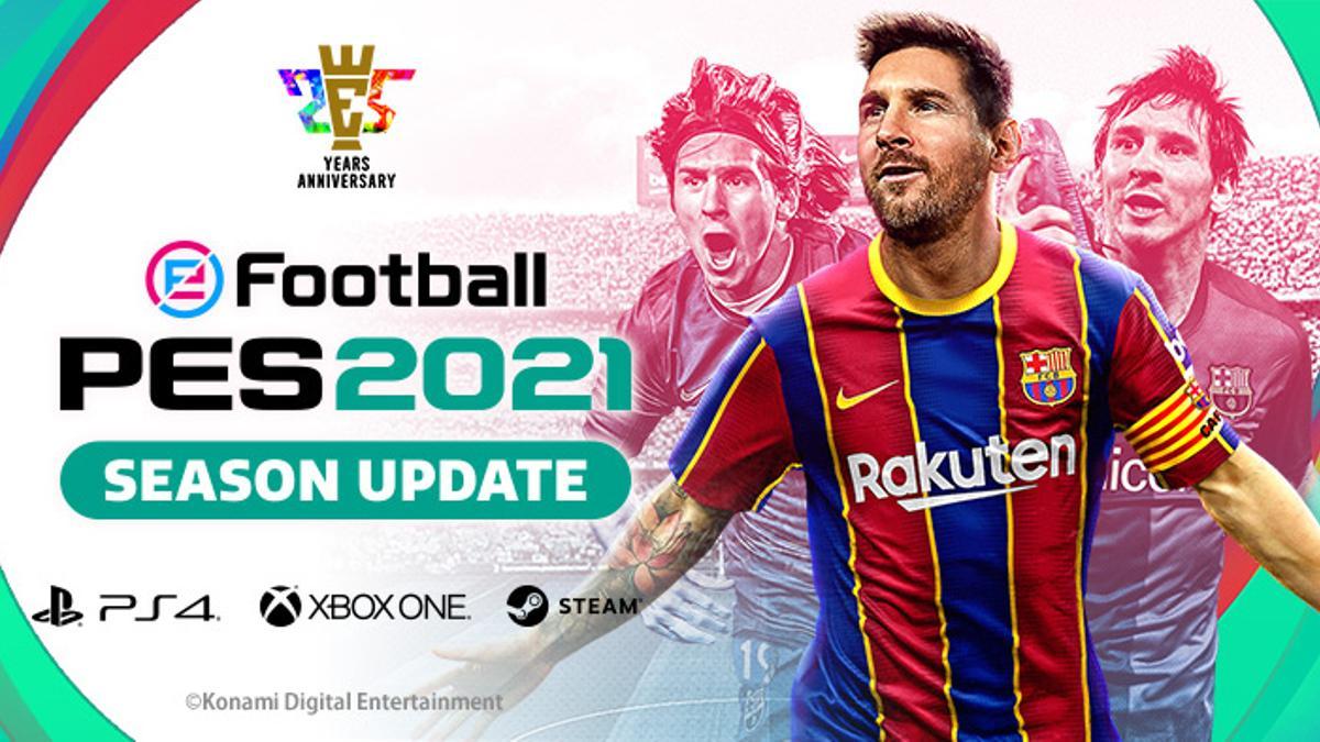 Una carátula de una actualización del 'Pro Evolution Soccer' con Messi de protagonista.