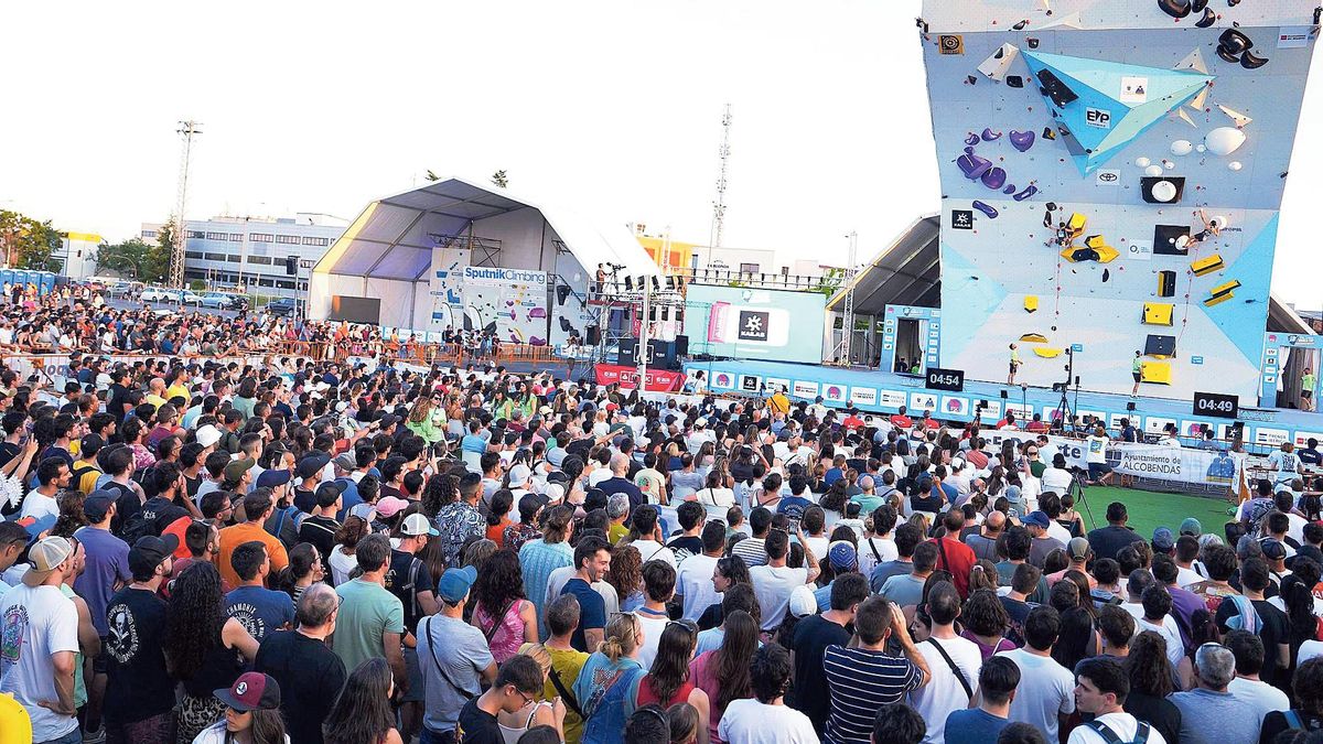 Imagen del muro de la Climbing World Cup durante el día de ayer.