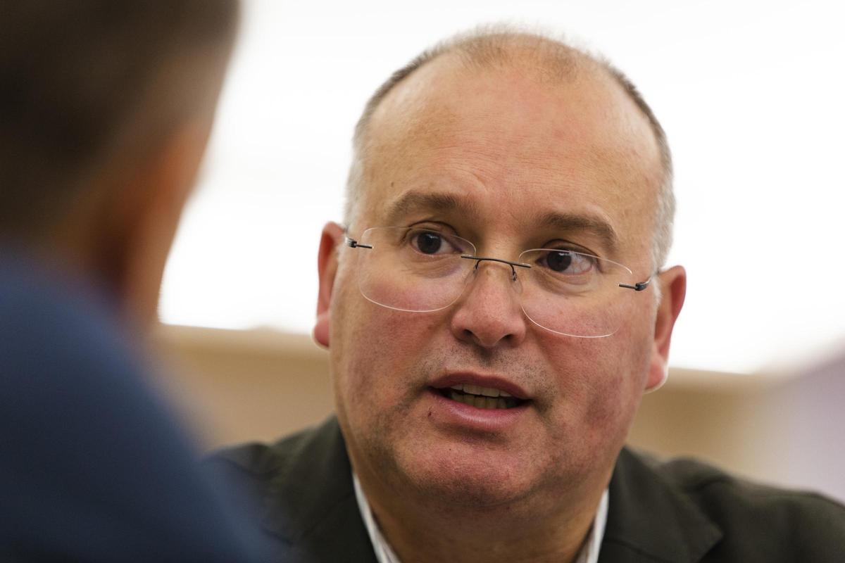 Miguel Tellado, durante la entrevista, el pasado viernes en Cáceres.