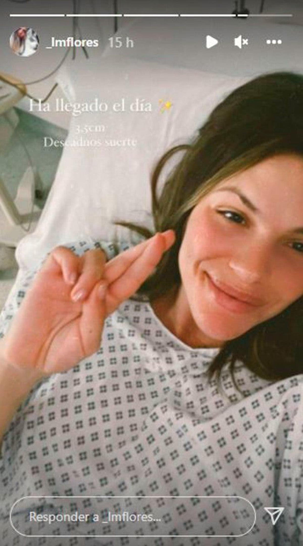 Laura Matamoros en el hospital para dar a luz a su segundo hijo