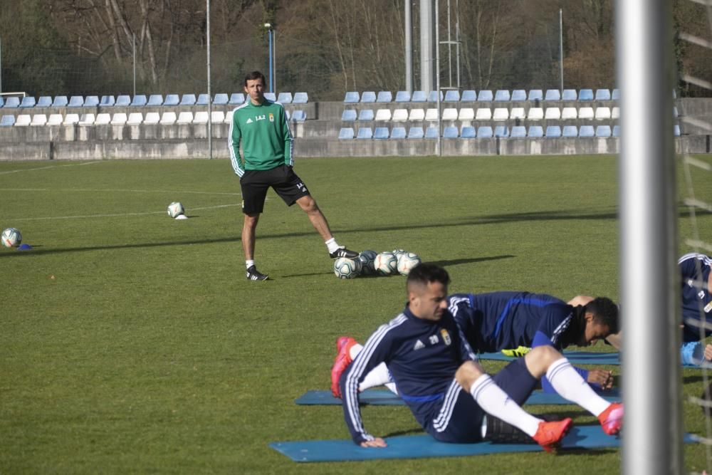 El entrenamiento del Oviedo de esta mañana