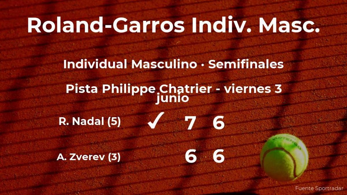El tenista Rafael Nadal vence en las semifinales de Roland-Garros