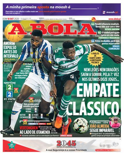 Portada A BOLA domingo 18 octubre 2020