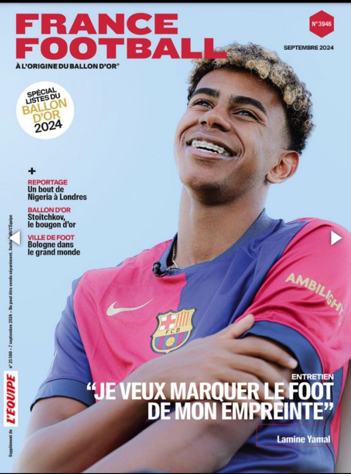 La portada de 'France Football' con Lamine Yamal como protagonista