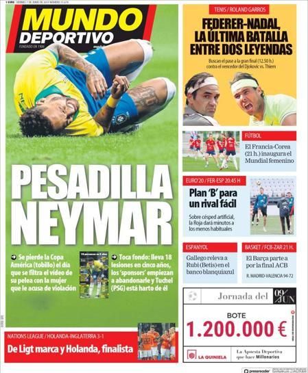 Portada MUNDO DEPORTIVO viernes 7 de junio de 2019