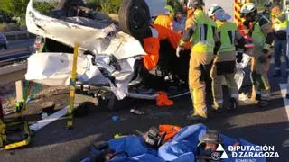 Un accidente con dos heridos corta la A-2 en La Almunia de Doña Godina