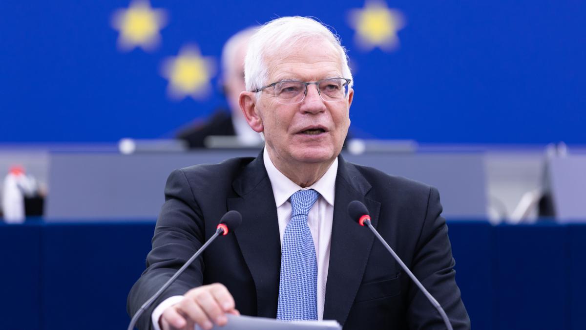 L&#039;Alt Representant de la Política Exterior de la Unió Europea, Josep Borrell, en una imatge des del Parlament Europeu, a Estrasburg