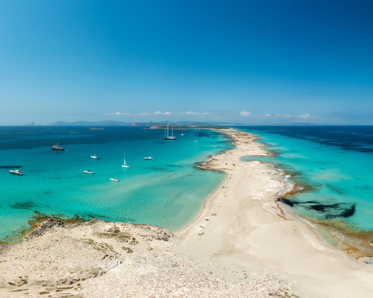 Vista aérea de la playa de Illetes, en Formentera