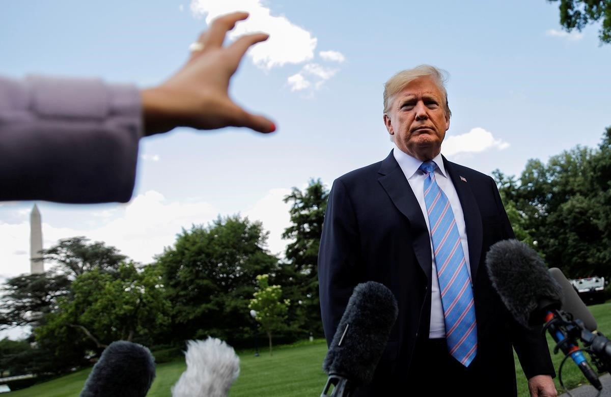 El presidente de los Estados Unidos, Donald Trump, en un encuentro con reporteros en la Casa Blanca, en Washington, el 14 de mayo.