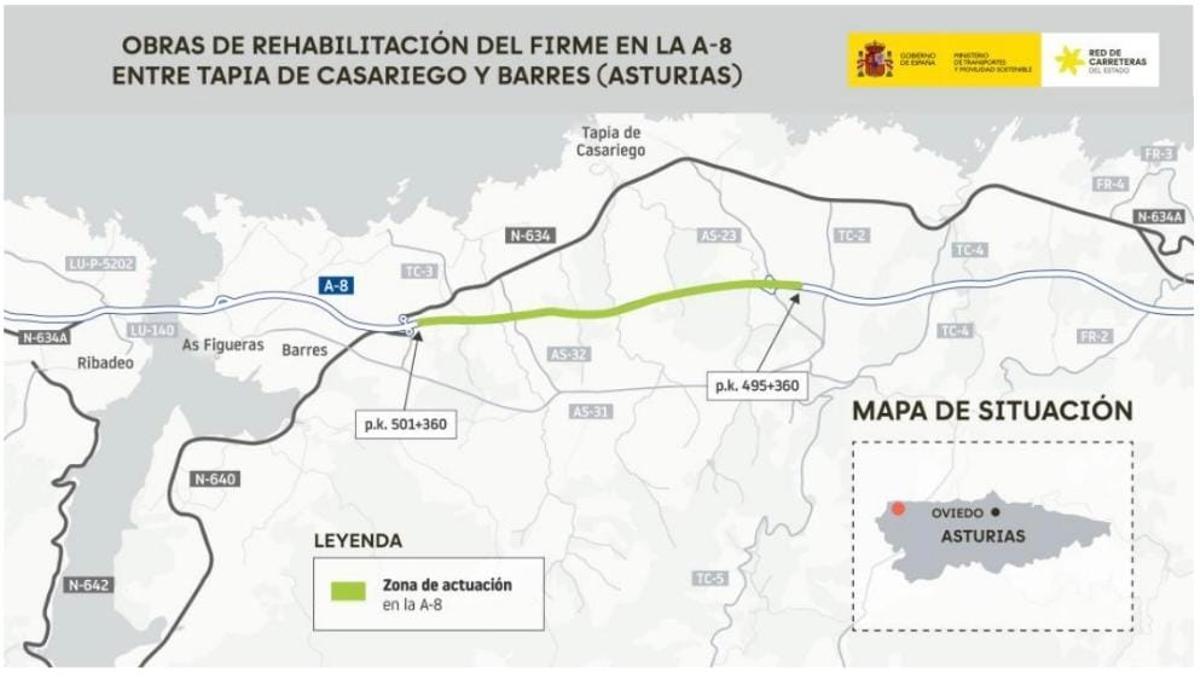 Gráfico con la zona afectada por las obras.