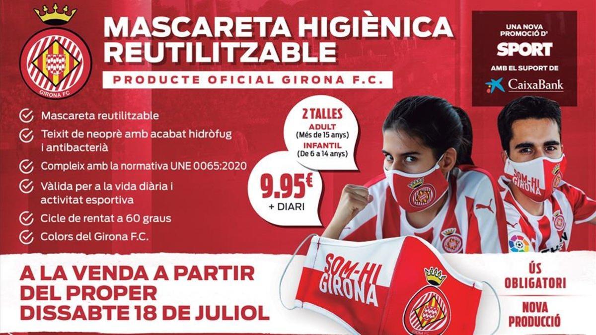 El sábado 18 de julio en tu kiosco con SPORT la mascarilla oficial del Girona FC