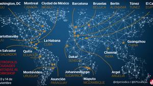 Conjunto de áreas metropolitanas y ciudades que participan en el workshop del AMB del próximo 13 y 14 de noviembre.