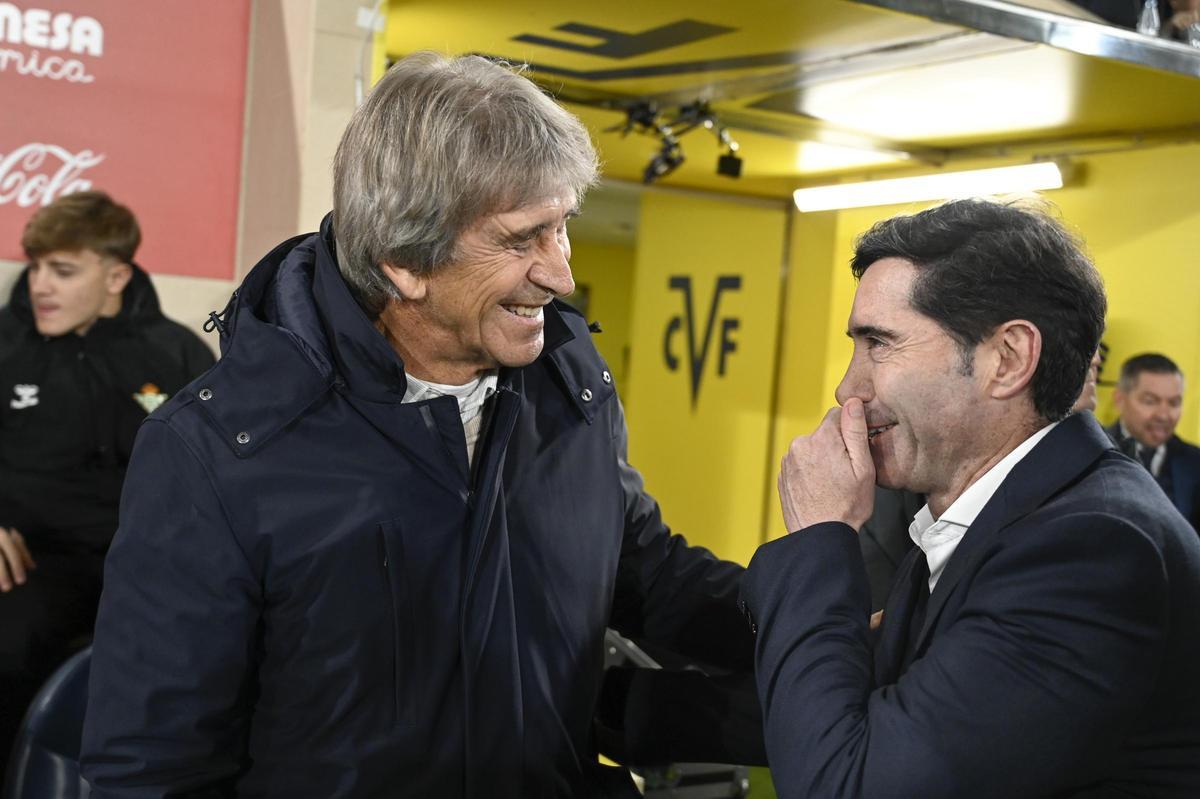 Pellegrini y Marcelino antes del partido.