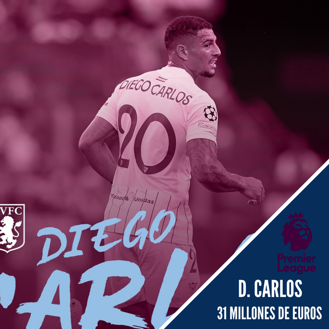 20. Diego Carlos - Del Sevilla al Aston Villa - 31 millones €