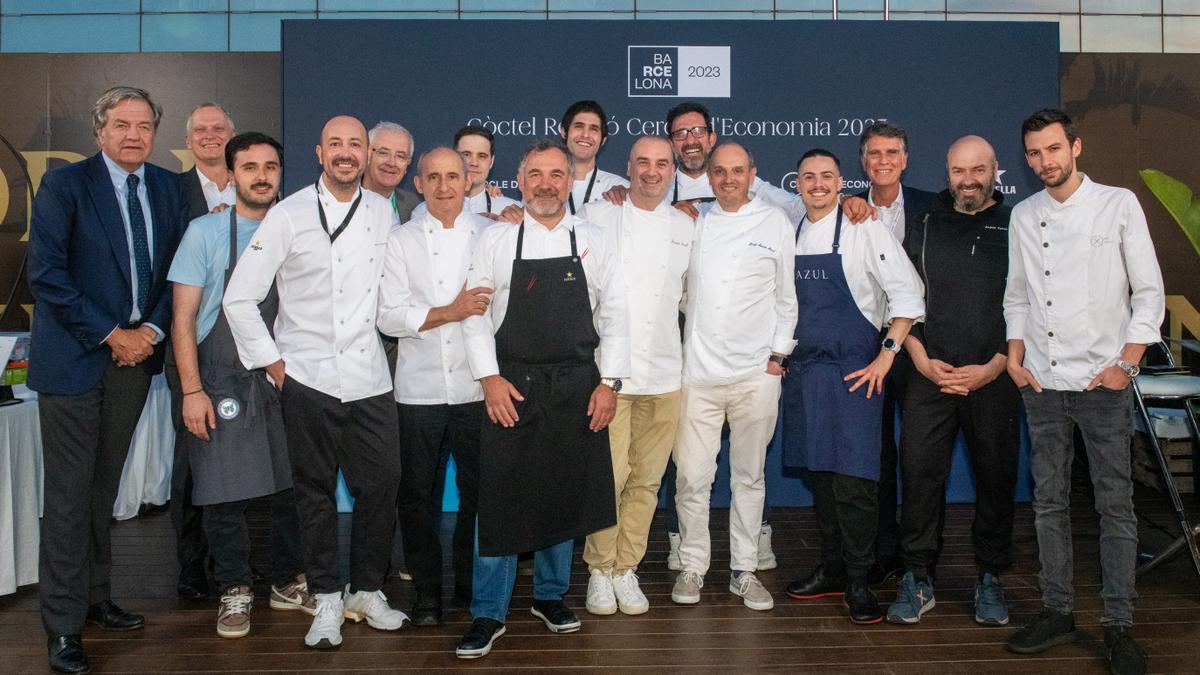 Los chefs que organizaron la cena de Damm de las jornadas del Cercle, con Jaume Guardiola y Jorge Villavecchia