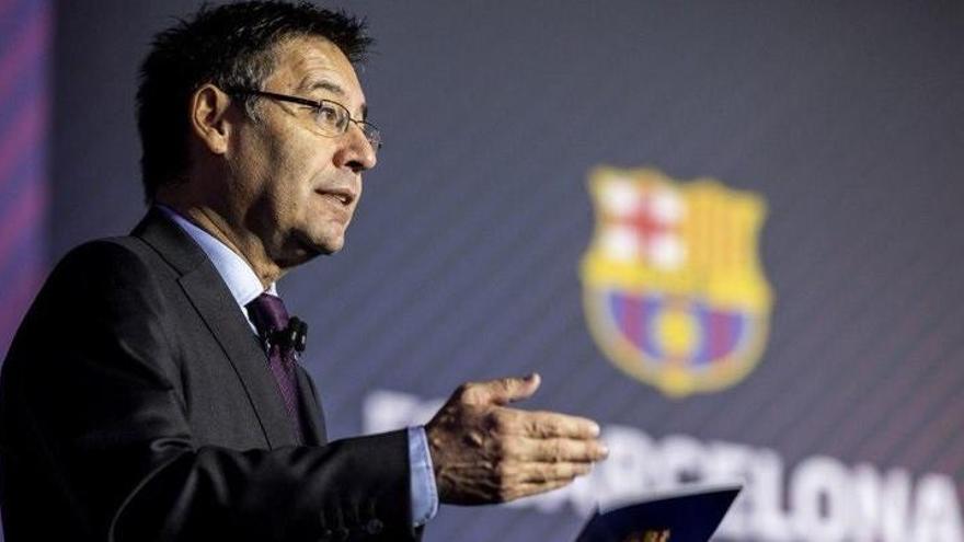 Josep Maria Bartomeu, en la asamblea del FC Barcelona.