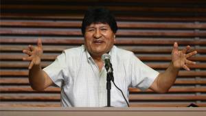 Evo Morales en conferencia de prensa desde Argentina.
