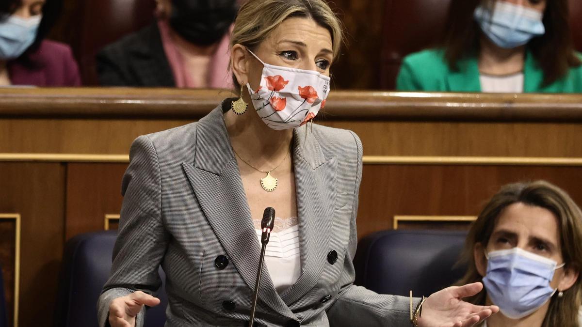 Yolanda Díaz y teresa Ribera, en el Congreso  e los Diputados, en una imagen de archivo.