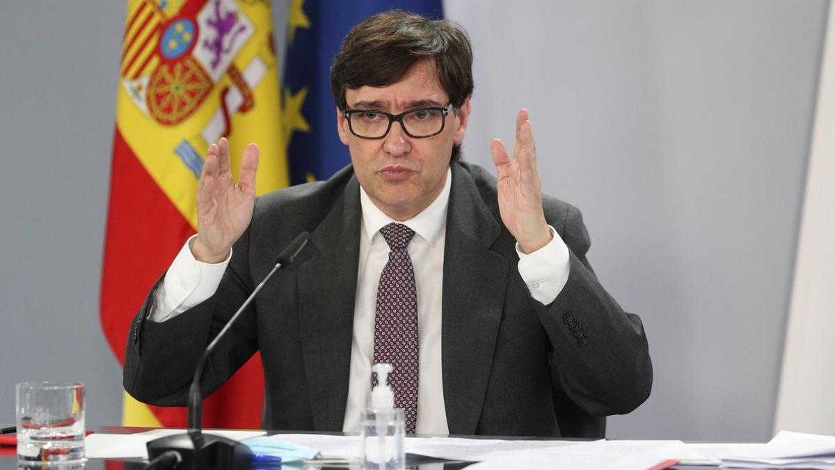 El ministro de Sanidad, Salvador Illa, durante la rueda de prensa posterior al Consejo de Ministros de este 9 de octubre en la Moncloa.