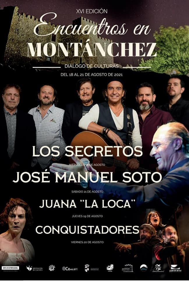 Cartel con las actuaciones de Los Encuentros en Montánchez. Diálogos de Cultura.