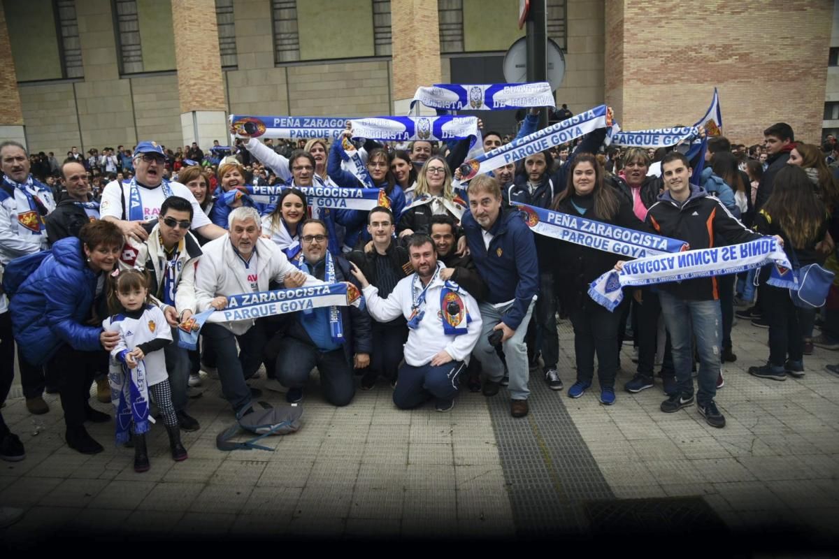 La aficiones del Real Zaragoza y de la SD Huesca volcadas con sus equipos