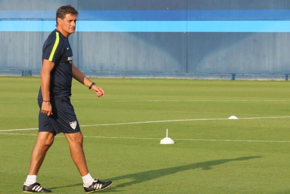 Entrenamiento del Málaga CF tras la derrota en Valencia