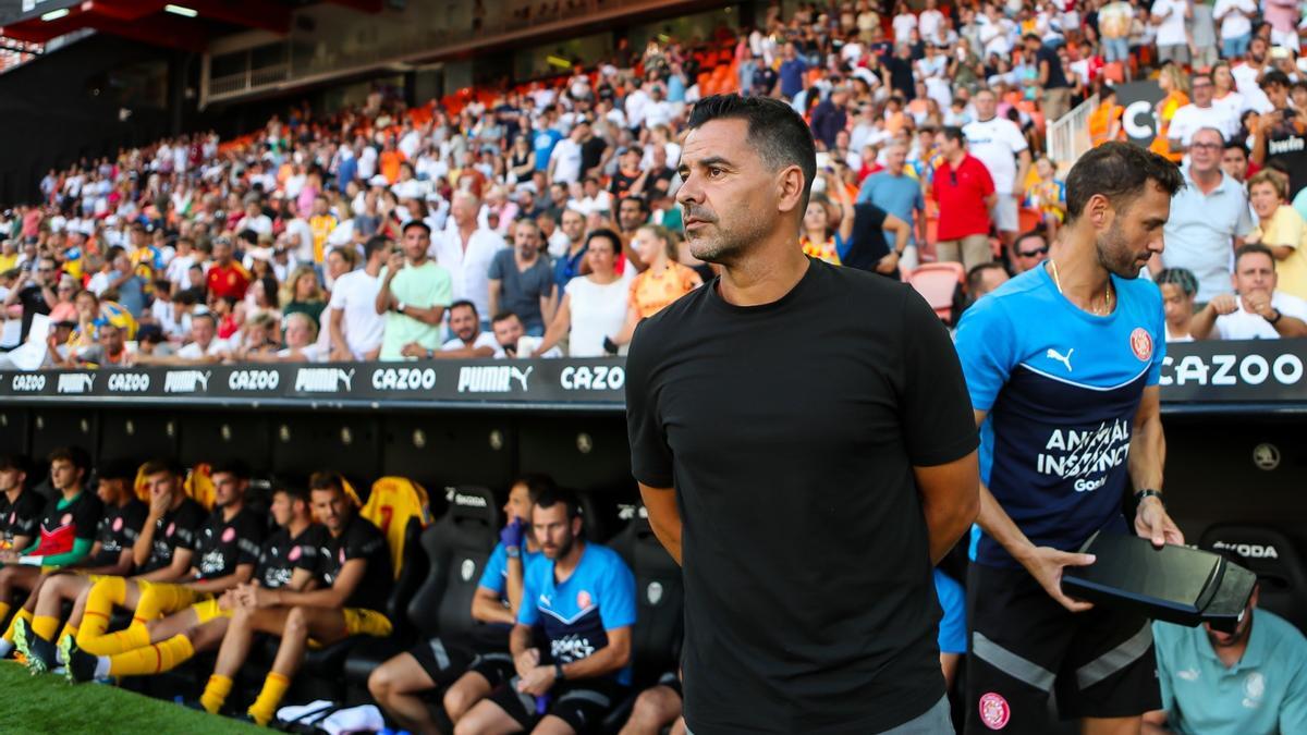 Míchel just abans de començar el partit a Mestalla