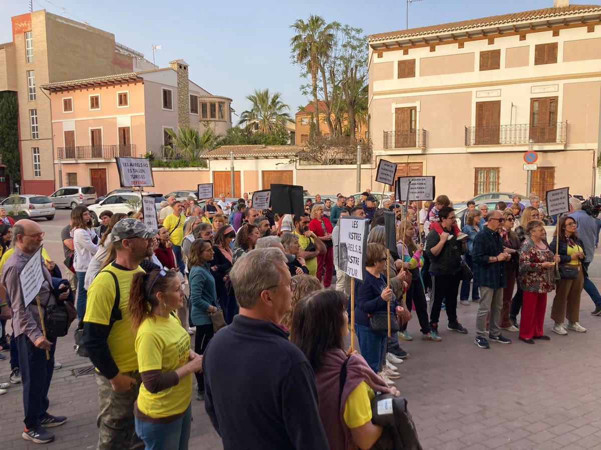 Algunos de los participantes en la concentración para reclamar la protección del término de Turís contra las centrales fotovoltaicas.
