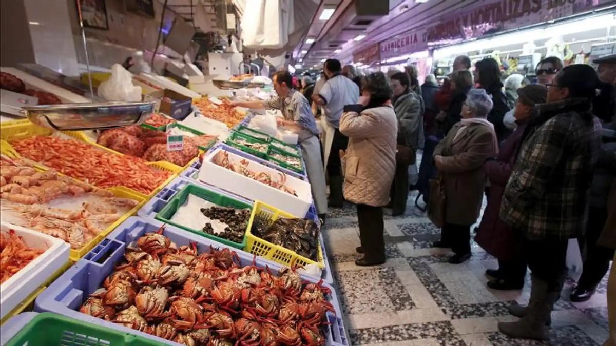 Una pescadería en el mercado de Chamberí, en Madrid.