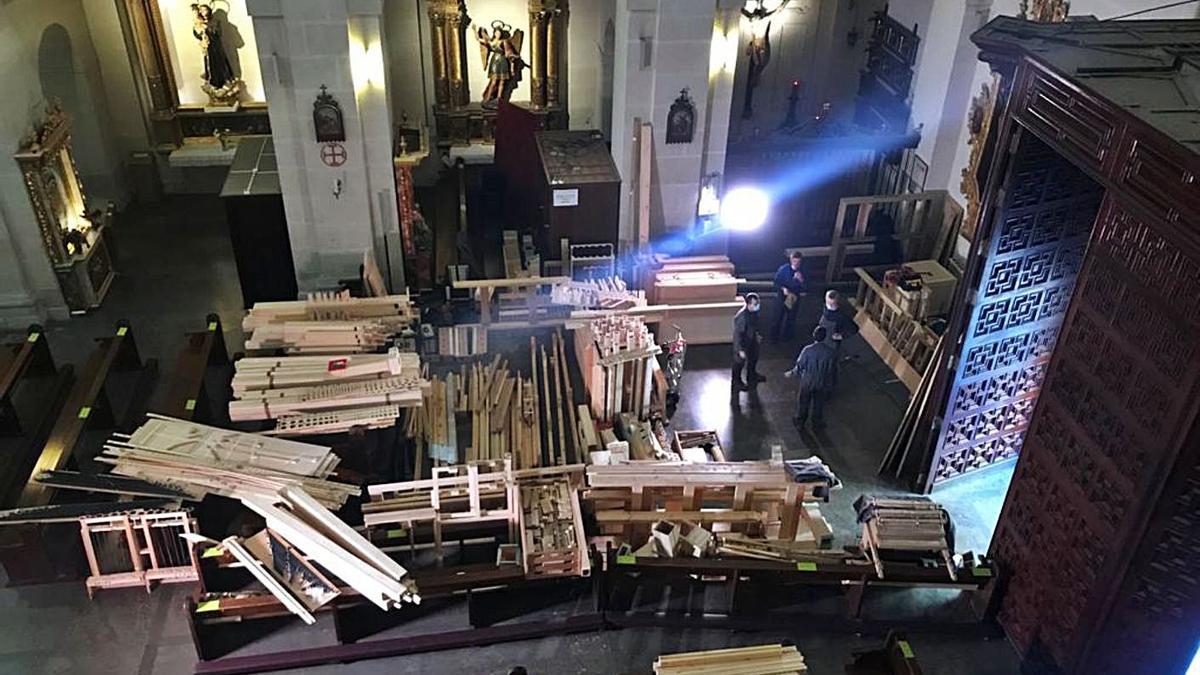 Imagen de todas las piezas del órgano, tras ser descargadas en la concatedral. | INFORMACIÓN