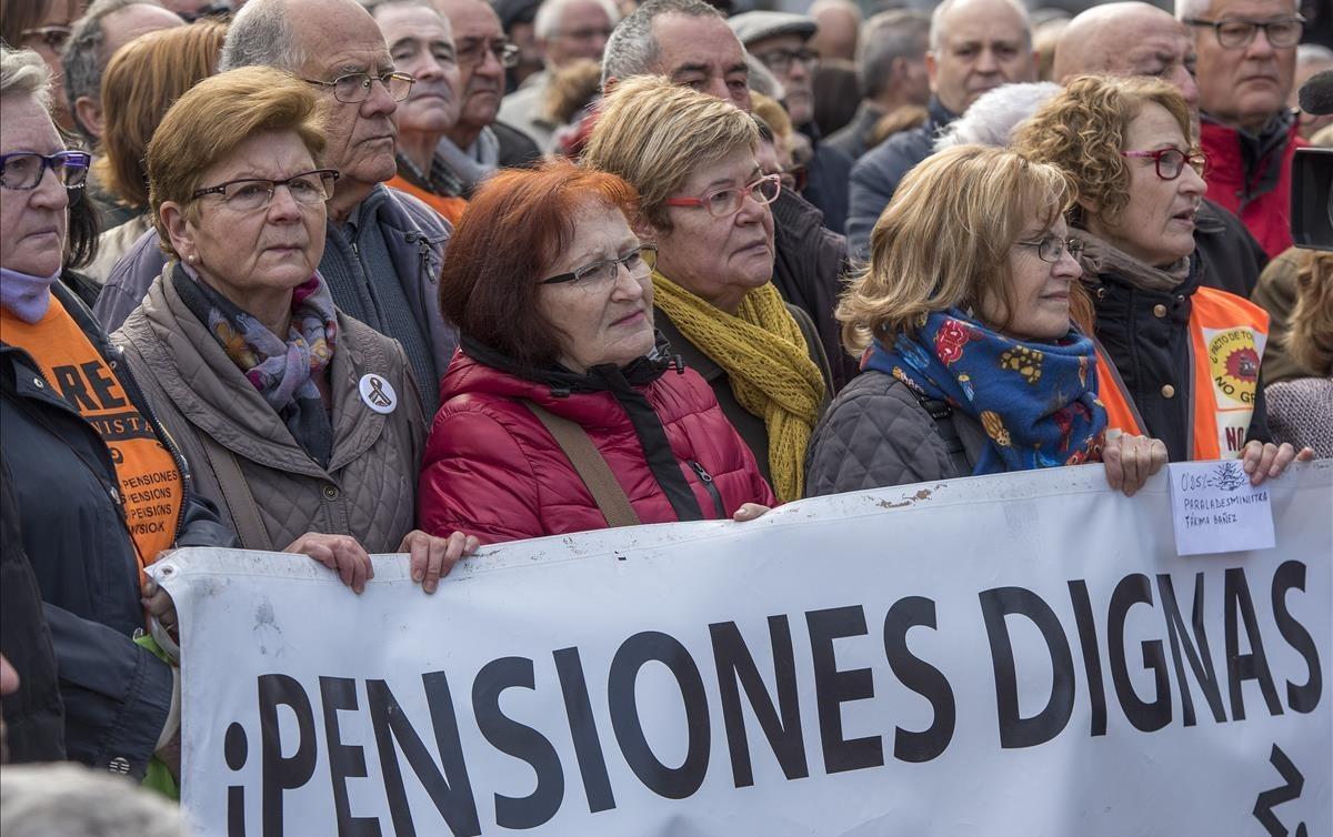 Manifestación de pensionistas el pasado mes en Barcelona.