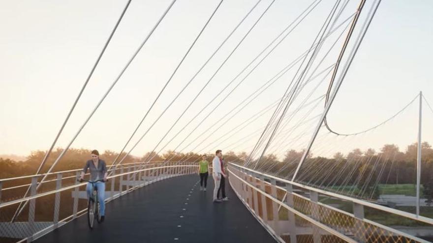 Recreación del puente peatonal y ciclista.