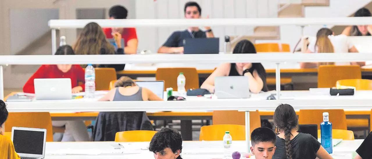 Alumnado estudiando en una de las bibliotecas de la Universitat de València